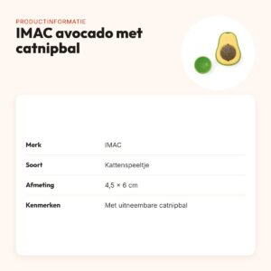 IMAC avocado kattenspeeltje met catnipbal 4,5 x 6 cm – productinformatie