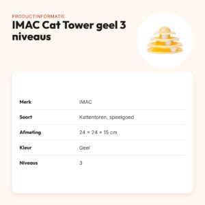 IMAC Cat Tower kattentoren geel 3 niveaus 24 x 24 x 15 cm – productinformatie