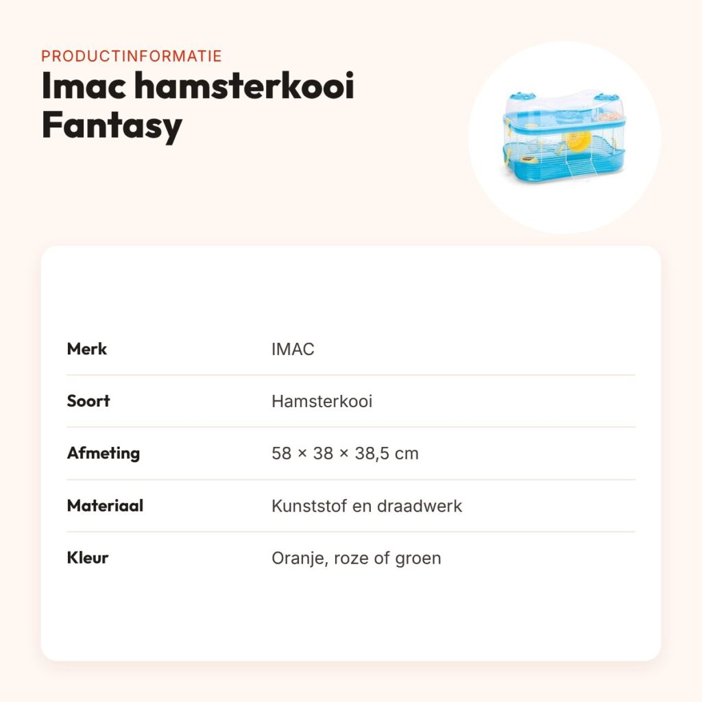 Imac hamsterkooi Fantasy 58 x 38 x 38,5 cm – uitbreidbaar – productinformatie