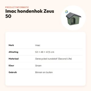 Imac hondenhok Zeus 50 Second Life gerecycled groen – 53 x 46 x 47,5 cm – productinformatie