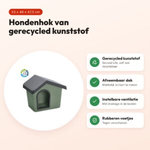Imac hondenhok Zeus 50 Second Life gerecycled groen – 53 x 46 x 47,5 cm – voordelen