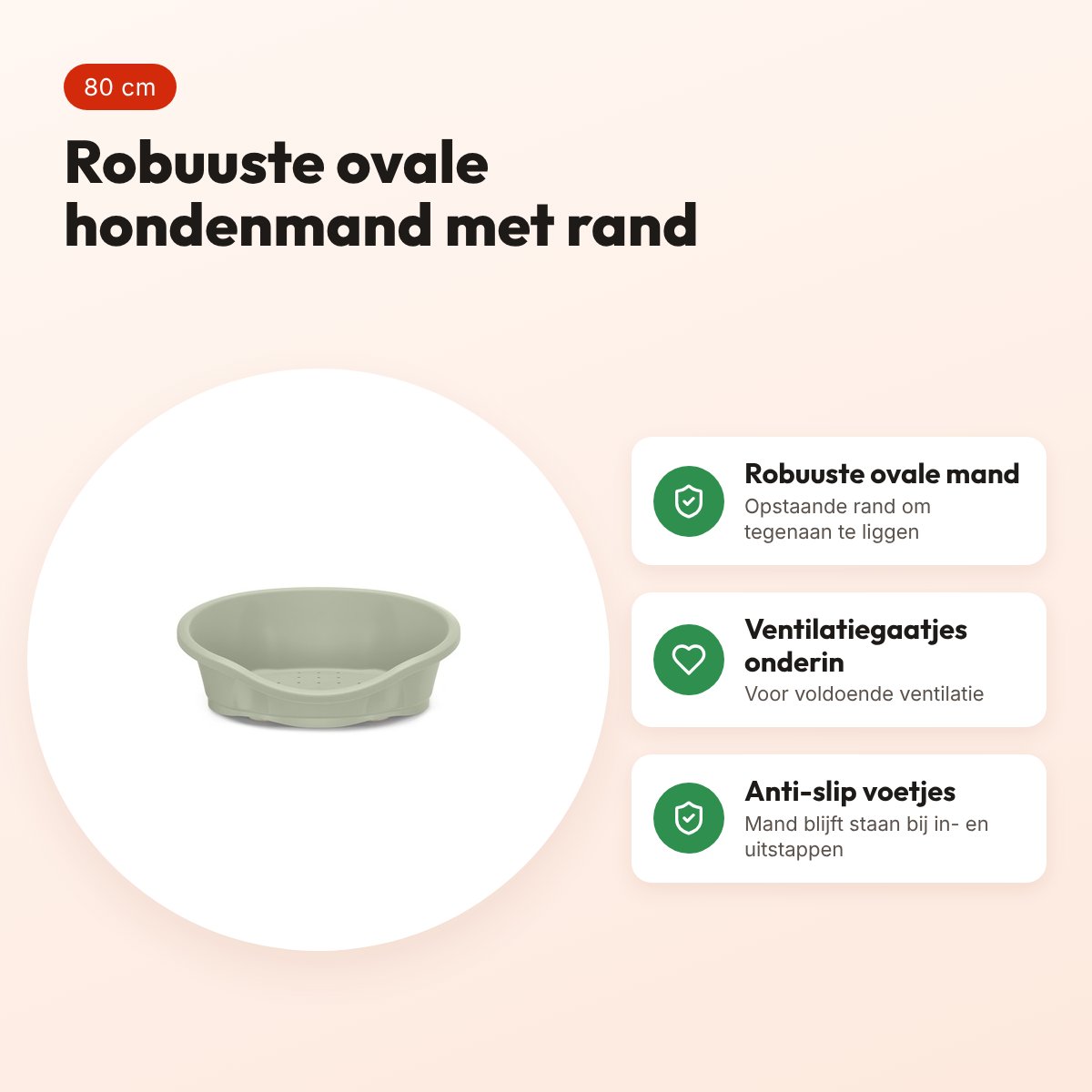 Imac hondenmand Dido groen 80 cm – ovaal, met ventilatie – voordelen