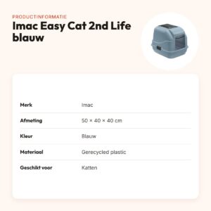 Imac kattenbak Easy Cat 2nd Life gerecycled blauw 50 x 40 x 40 cm – productinformatie