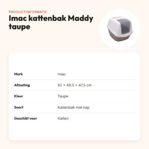 Imac kattenbak Maddy taupe 62 x 49,5 x 47,5 cm – met kap en koolfilter – productinformatie