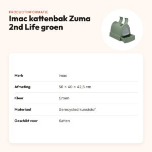 Imac kattenbak Zuma 2nd Life groen 56 x 40 x 42,5 cm – schuiflade – productinformatie