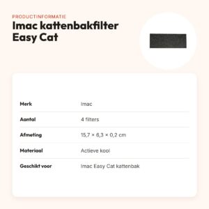 Imac kattenbakfilter Easy Cat actieve kool 15,7 x 6,3 x 0,2 cm – 4 stuks – productinformatie
