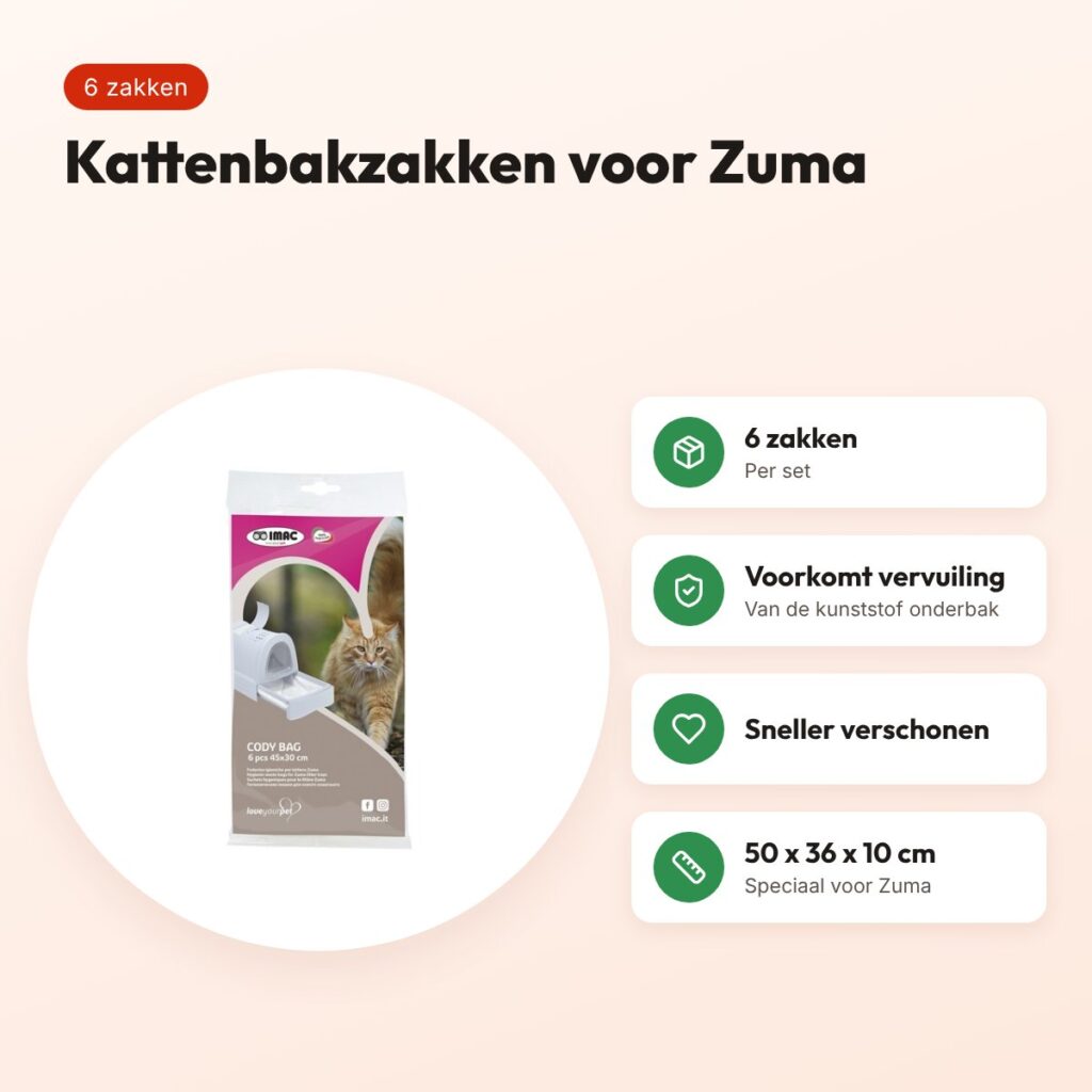 Imac kattenbakzak Cody voor Zuma 50 x 36 x 10 cm – set van 6 stuks – voordelen