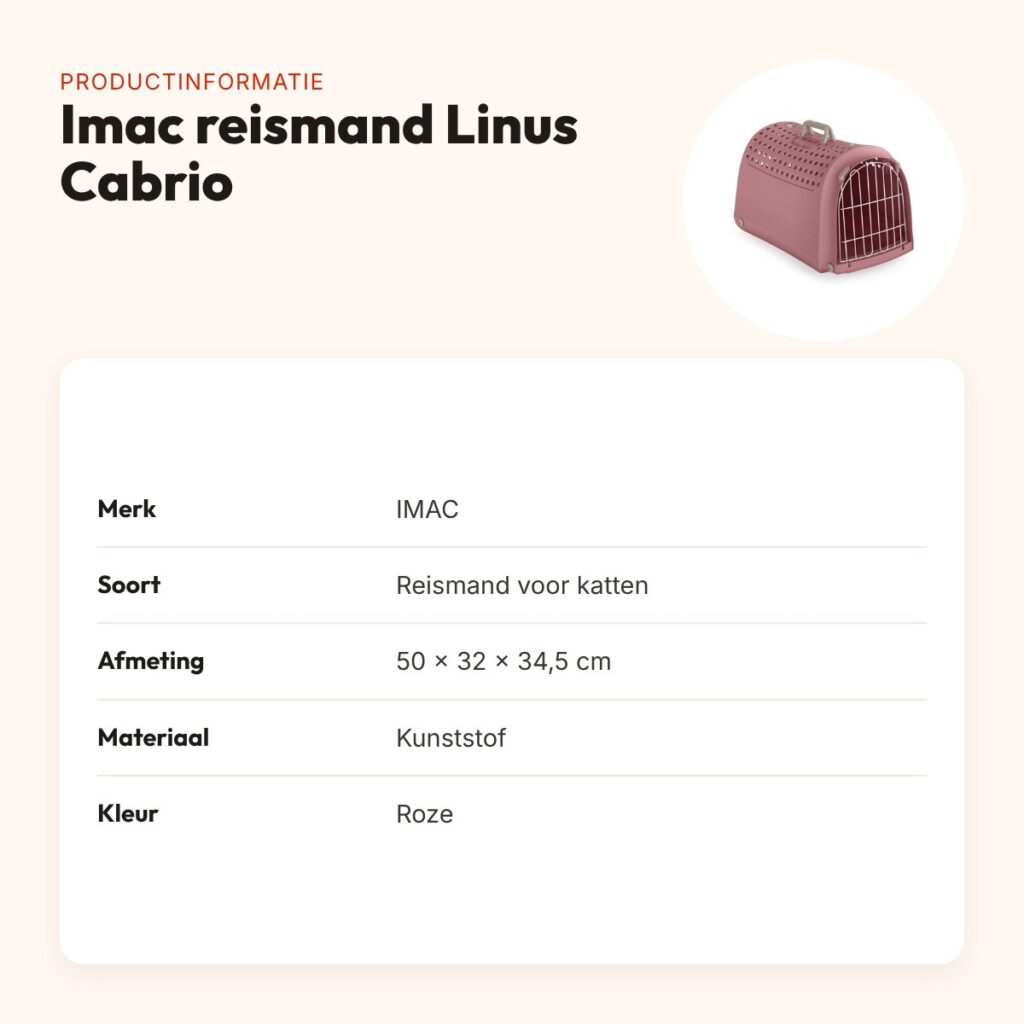 Imac reismand Linus Cabrio roze 50 x 32 x 34,5 cm – productinformatie