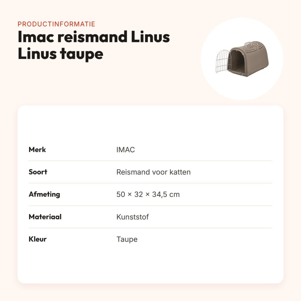 Imac reismand Linus taupe 50 x 32 x 34,5 cm – productinformatie