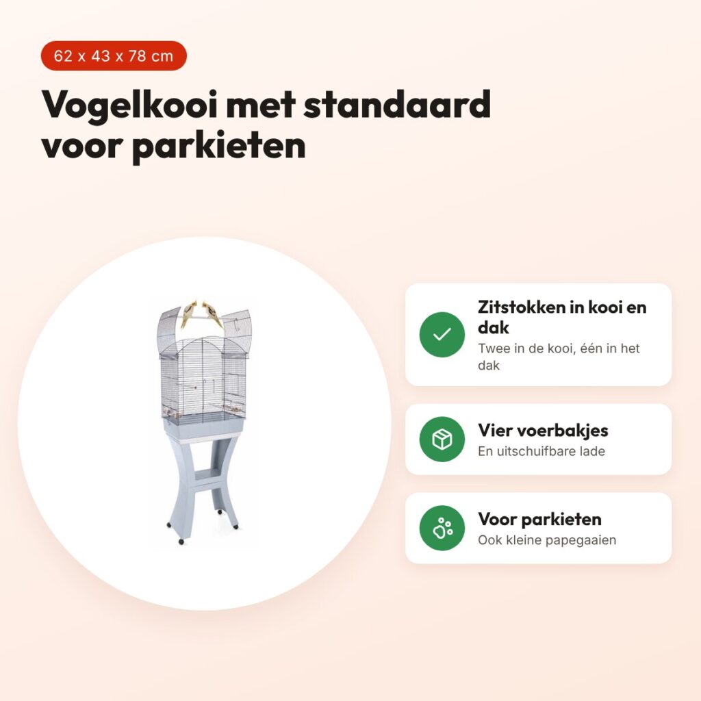 Imac vogelkooi Calla blauw/grijs 62 x 43 x 78 cm – met standaard – voordelen