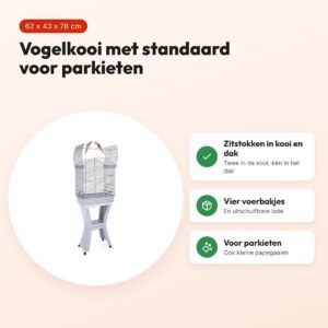 Imac vogelkooi Calla blauw/grijs 62 x 43 x 78 cm – met standaard – voordelen