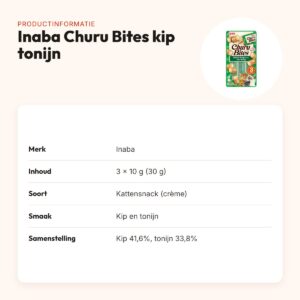 Inaba Churu Bites kattensnack kip met tonijn 3 x 10 g – productinformatie