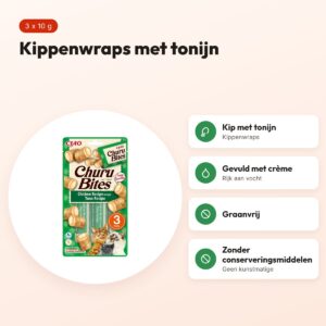 Inaba Churu Bites kattensnack kip met tonijn 3 x 10 g – voordelen