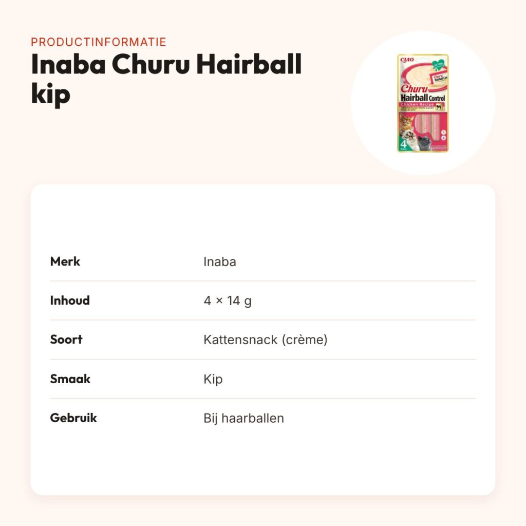 Inaba Churu Hairball kattensnack kip 4 x 14 g – haarballen – productinformatie