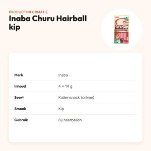 Inaba Churu Hairball kattensnack kip 4 x 14 g – haarballen – productinformatie