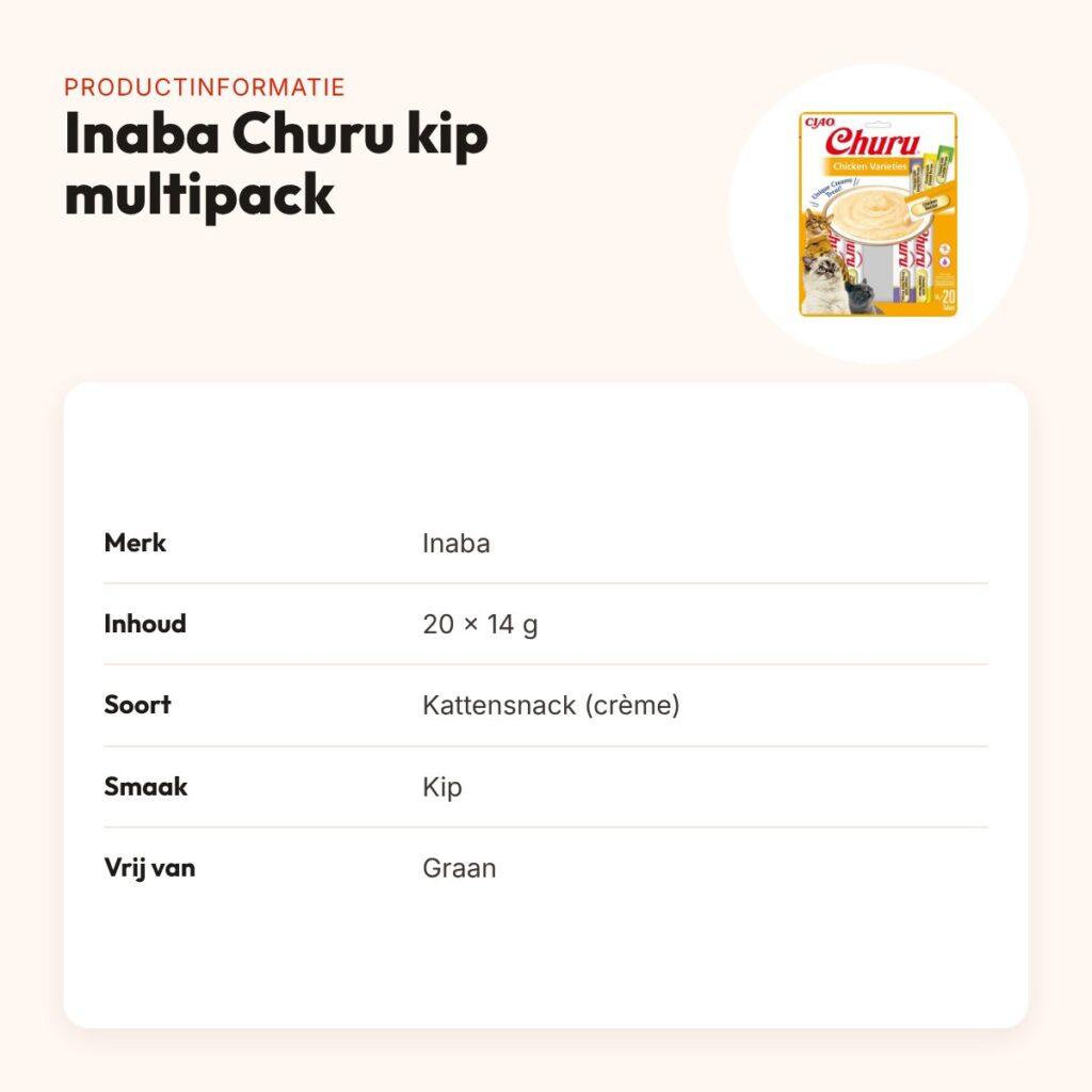 Inaba Churu kattensnack kip 20 x 14 g – graanvrije multipack – productinformatie