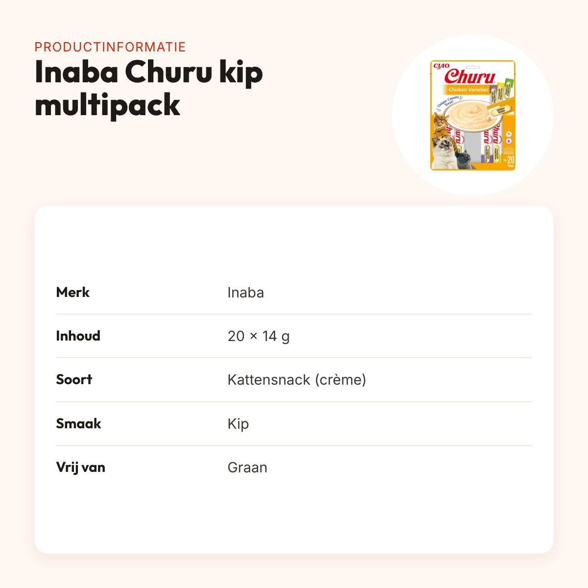 Inaba Churu kattensnack kip 20 x 14 g – graanvrije multipack – productinformatie