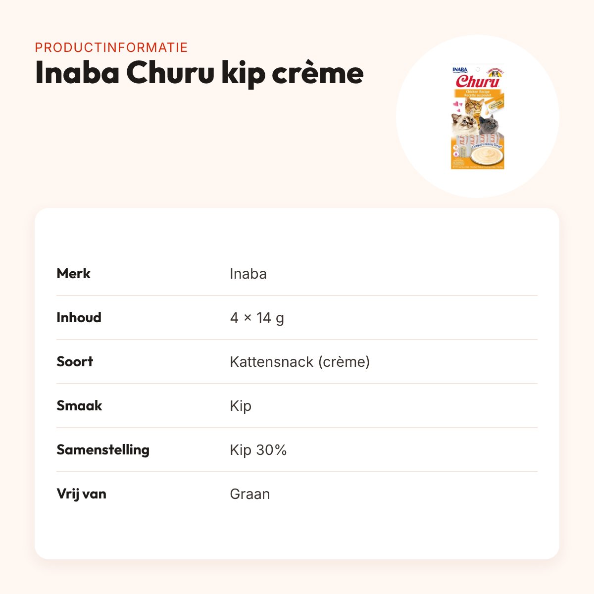 Inaba Churu kattensnack kip 4 x 14 g – romige crème – productinformatie