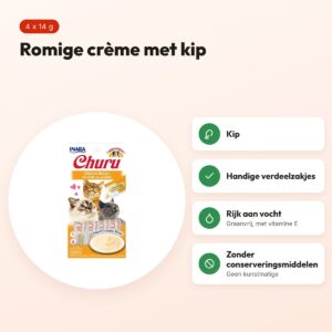 Inaba Churu kattensnack kip 4 x 14 g – romige crème – voordelen
