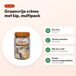 Inaba Churu kattensnack kipvarianten 50 x 14 g – graanvrije multipack – voordelen