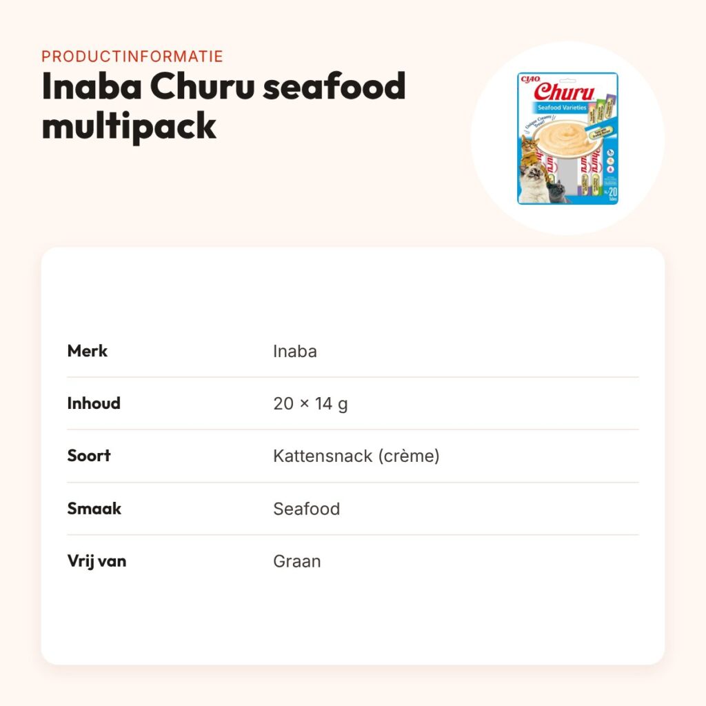 Inaba Churu kattensnack seafood 20 x 14 g – graanvrije multipack – productinformatie