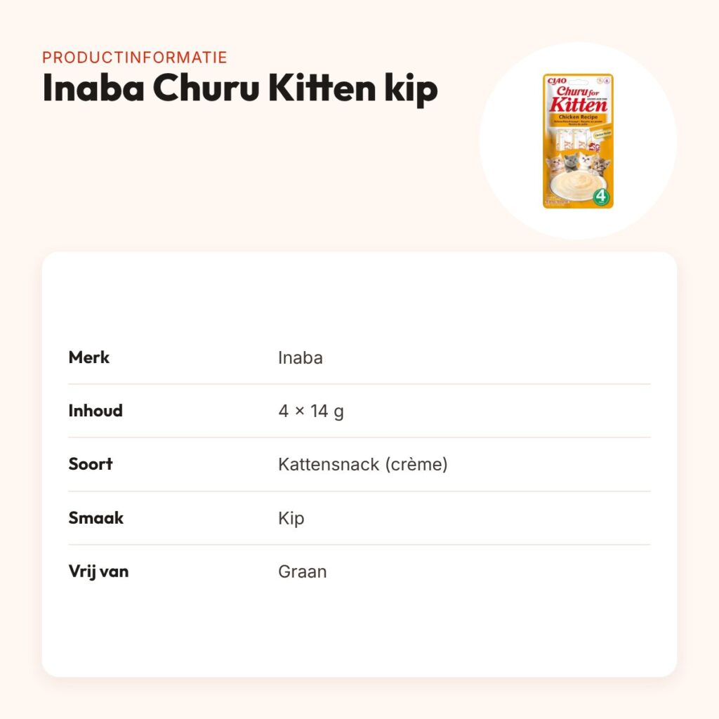 Inaba Churu Kitten kattensnack kip 4 x 14 g – romige crème – productinformatie
