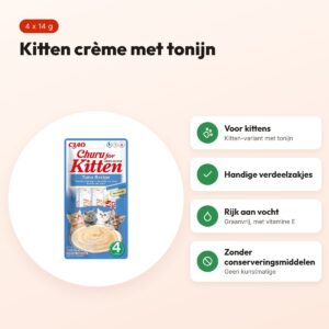 Inaba Churu Kitten kattensnack tonijn 4 x 14 g – romige crème – voordelen