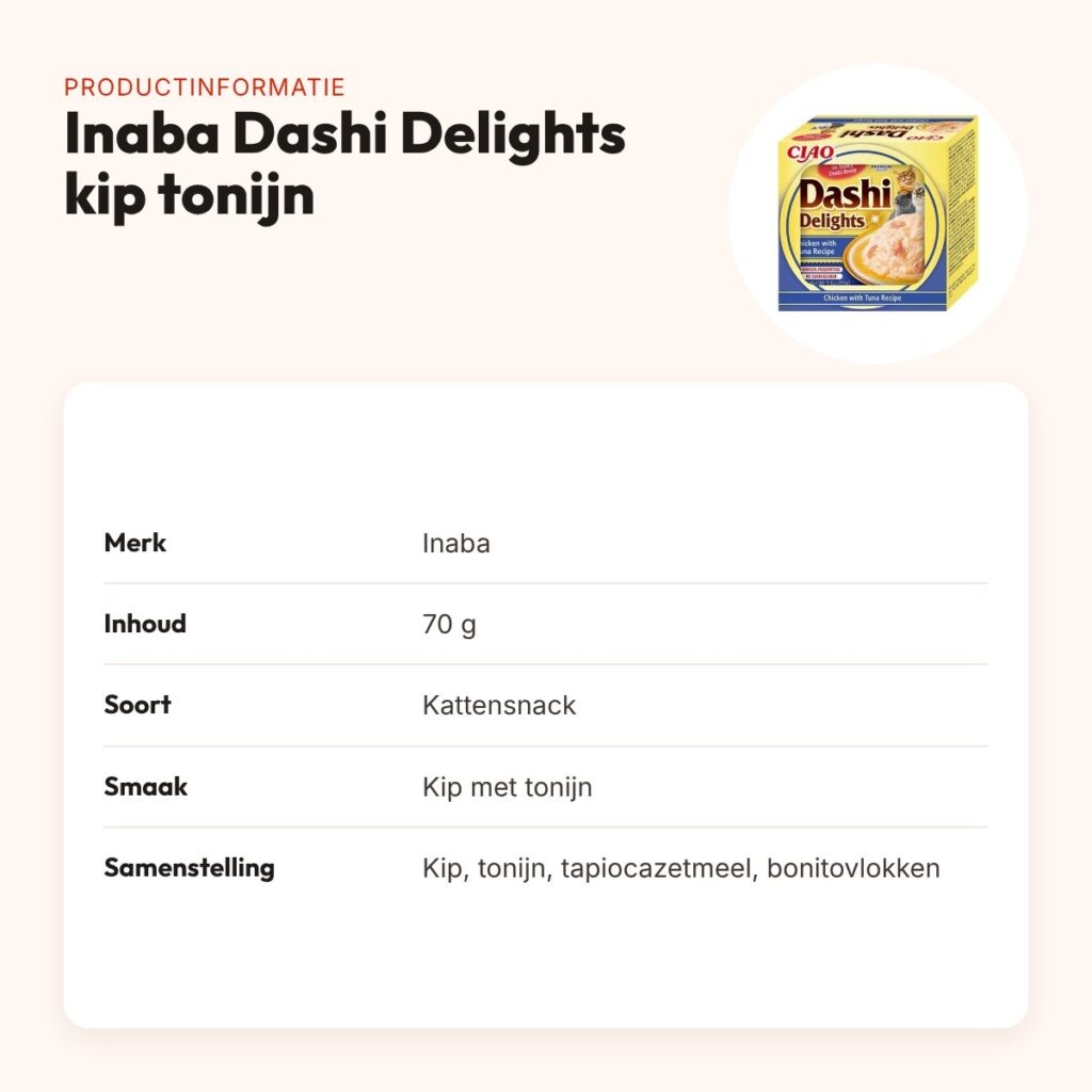 Inaba Dashi Delights kattensnack kip met tonijn 70 g – rijk aan vocht – productinformatie