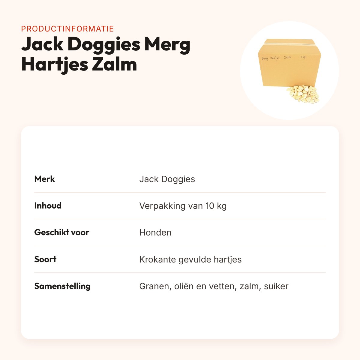 Jack Doggies merg hartjes zalm 10 kg – krokante hondenkoekjes – productinformatie