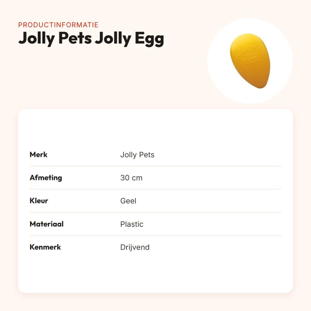 Jolly Pets Jolly Egg hondenspeelgoed 30 cm – geel, drijvend – productinformatie
