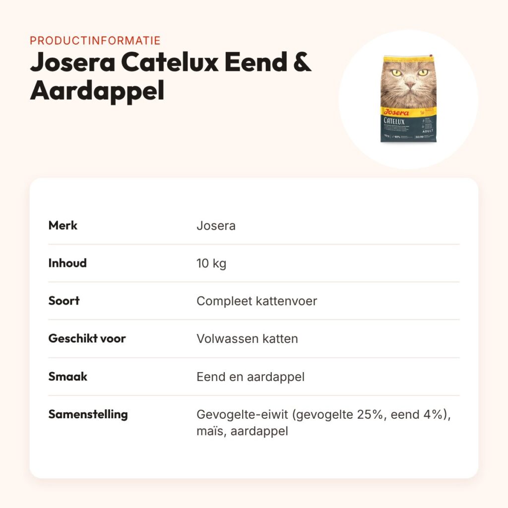 Josera Catelux kattenvoer Eend & Aardappel 10 kg – productinformatie