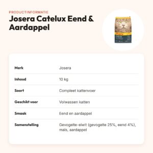Josera Catelux kattenvoer Eend & Aardappel 10 kg – productinformatie