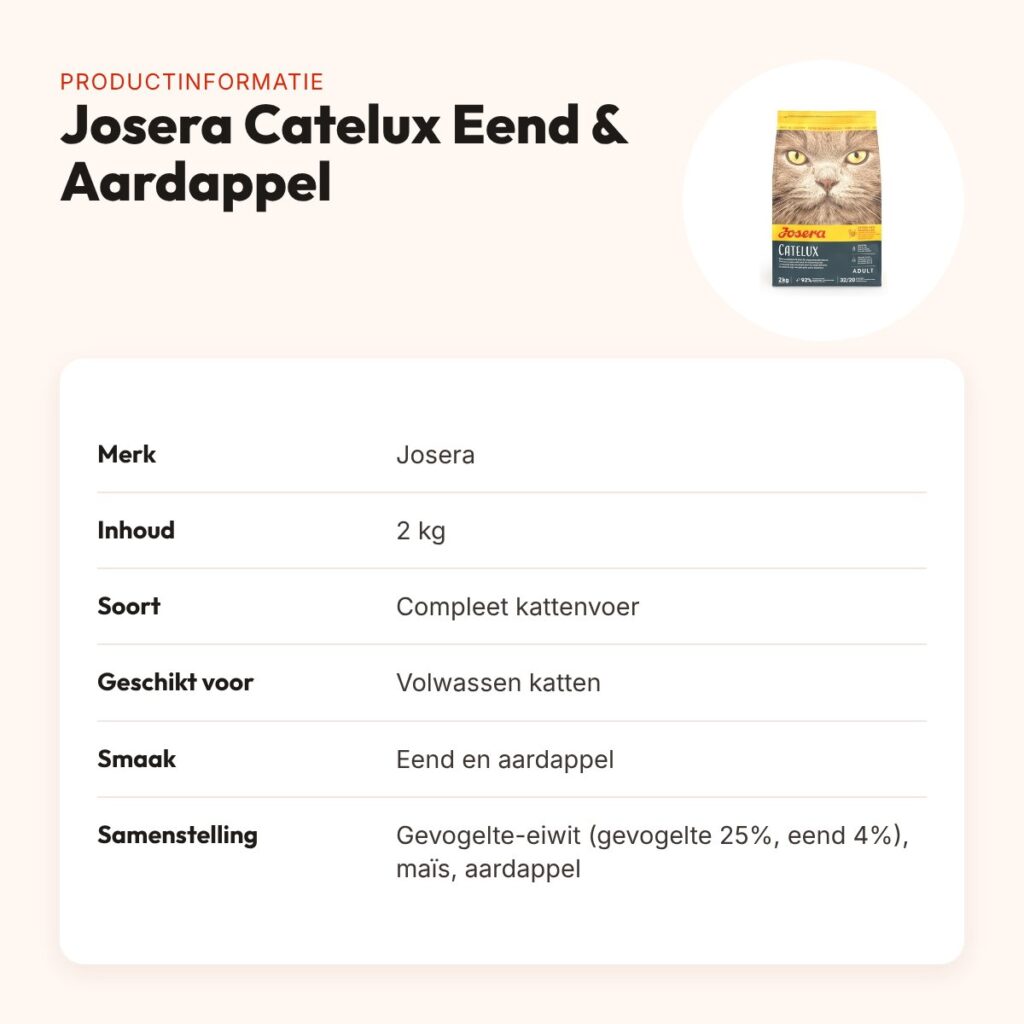 Josera Catelux kattenvoer Eend & Aardappel 2 kg – productinformatie