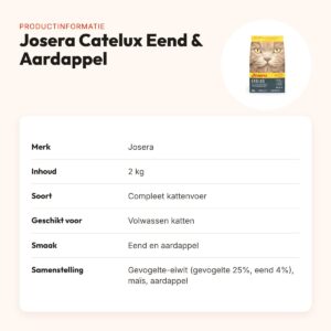 Josera Catelux kattenvoer Eend & Aardappel 2 kg – productinformatie
