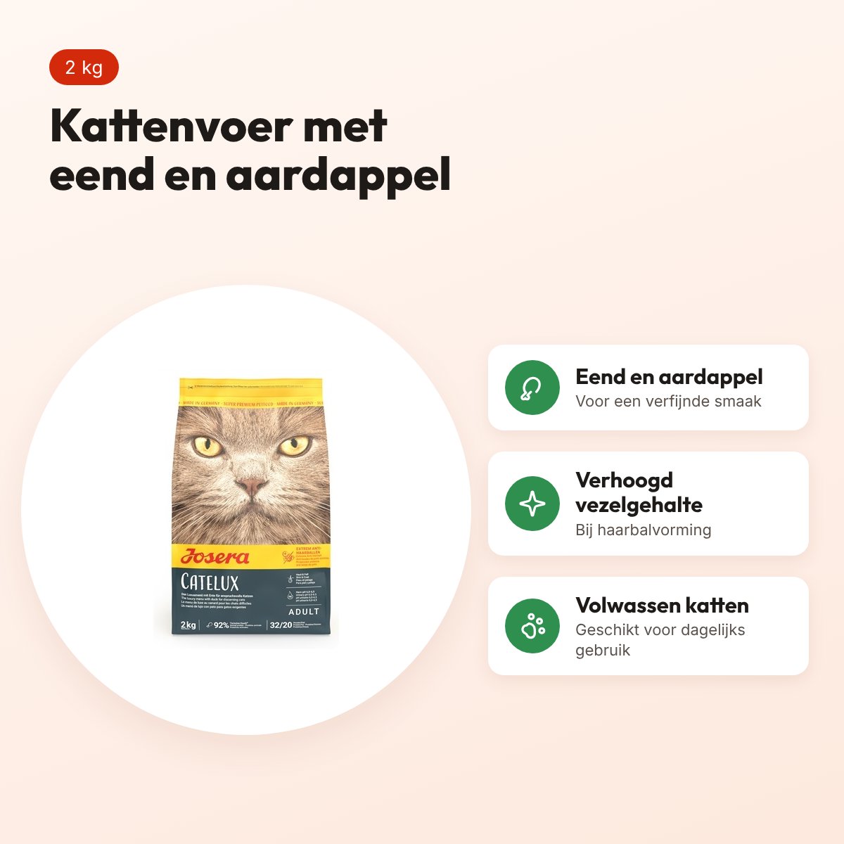 Josera Catelux kattenvoer Eend & Aardappel 2 kg – voordelen