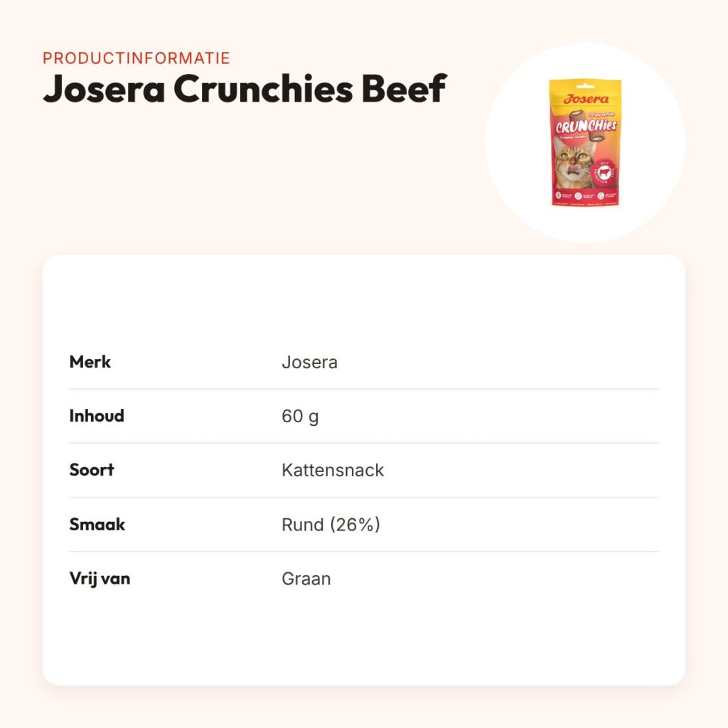 Josera Crunchies Beef kattensnack 60 g – knapperig met romige vulling – productinformatie