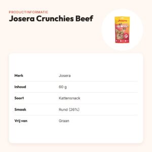 Josera Crunchies Beef kattensnack 60 g – knapperig met romige vulling – productinformatie