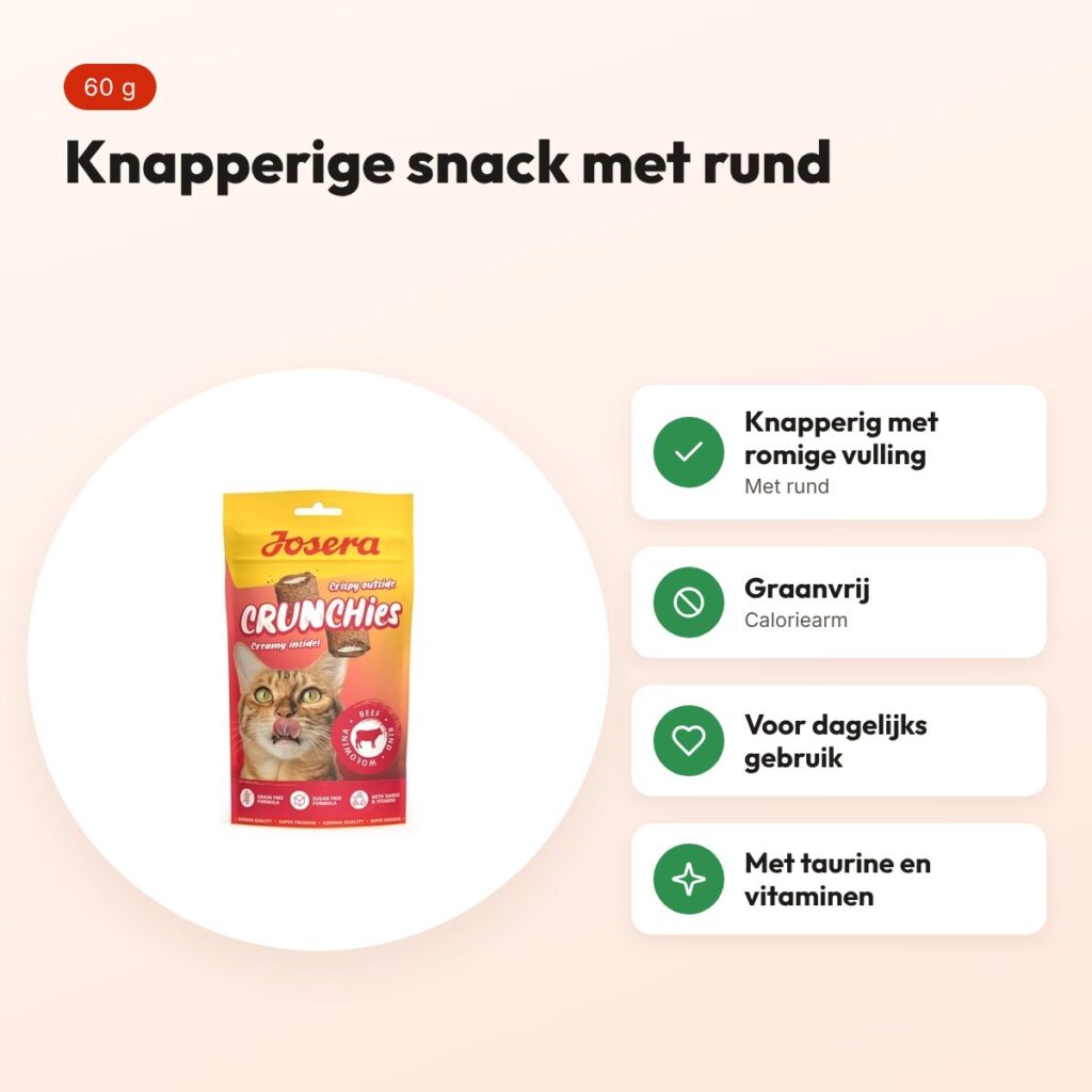 Josera Crunchies Beef kattensnack 60 g – knapperig met romige vulling – voordelen