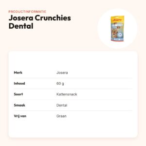 Josera Crunchies Dental kattensnack 60 g – graanvrij – productinformatie
