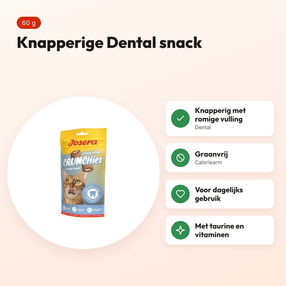 Josera Crunchies Dental kattensnack 60 g – graanvrij – voordelen