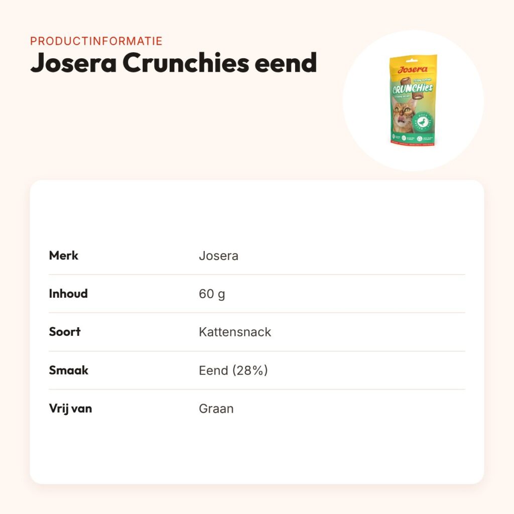 Josera Crunchies eend kattensnack 60 g – graanvrij – productinformatie