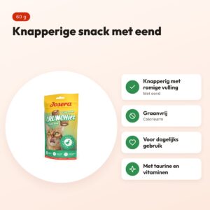 Josera Crunchies eend kattensnack 60 g – graanvrij – voordelen