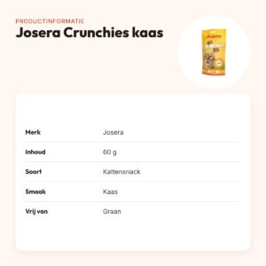 Josera Crunchies kaas kattensnack 60 g – graanvrij – productinformatie