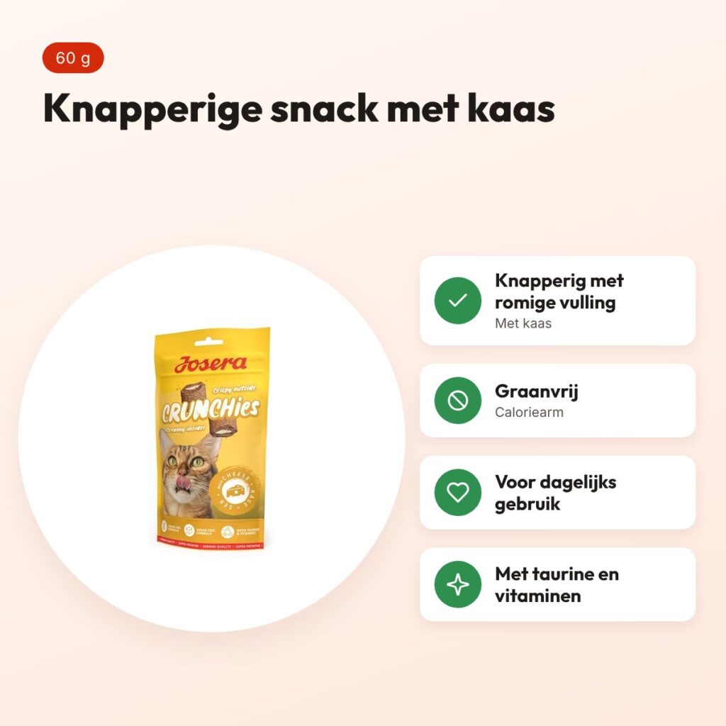 Josera Crunchies kaas kattensnack 60 g – graanvrij – voordelen