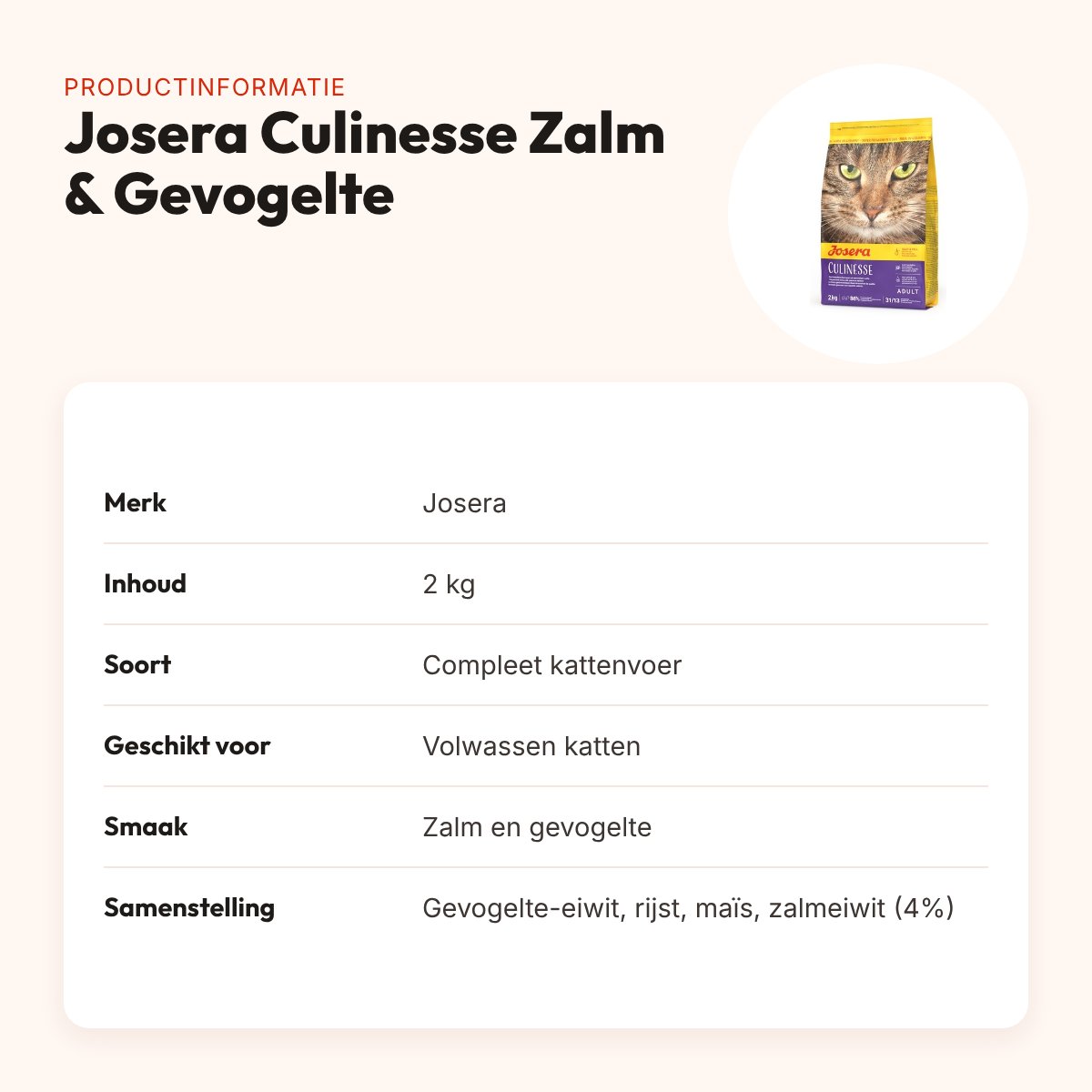 Josera Culinesse kattenvoer Zalm & Gevogelte 2 kg – productinformatie