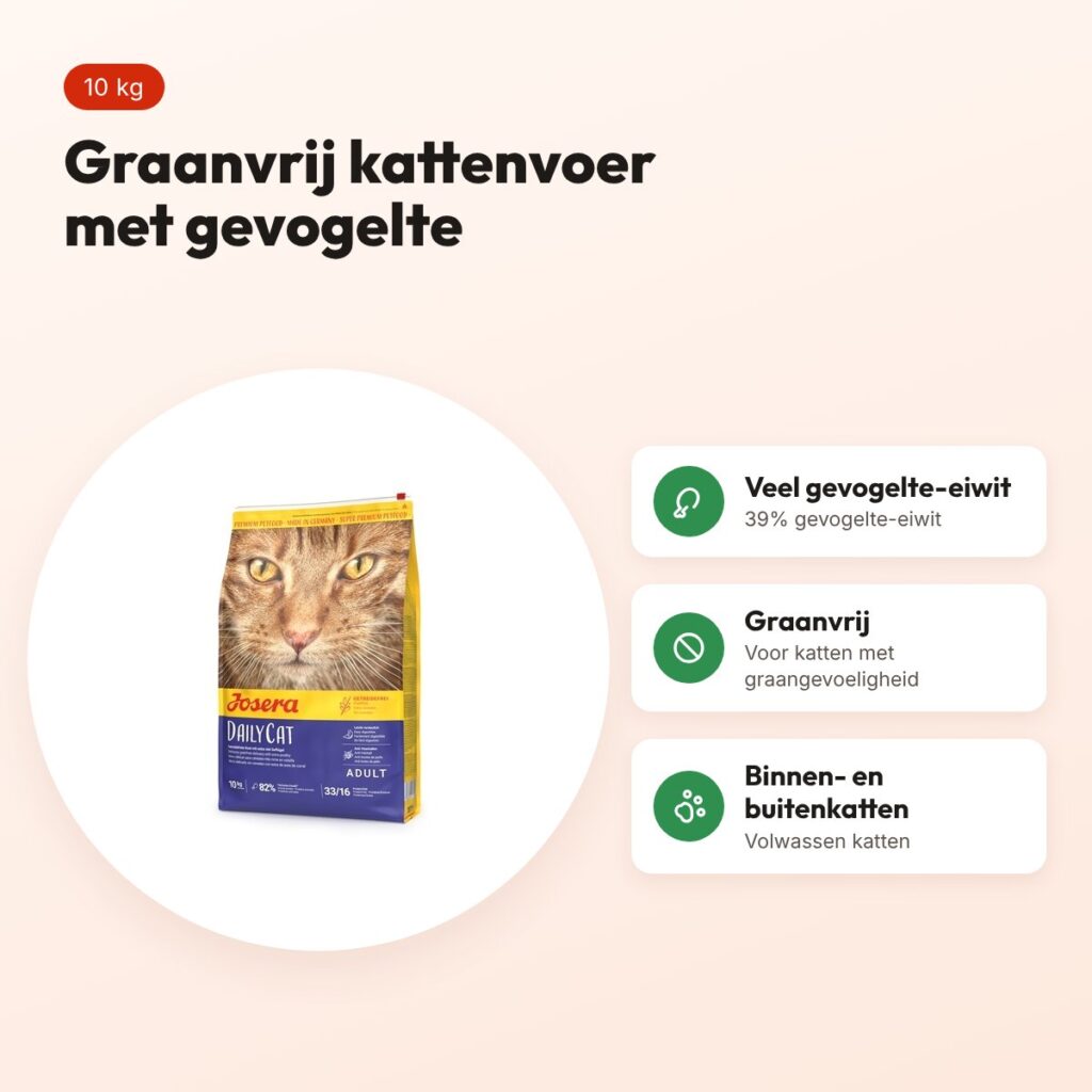 Josera Dailycat kattenvoer 10 kg – graanvrij, met gevogelte – voordelen