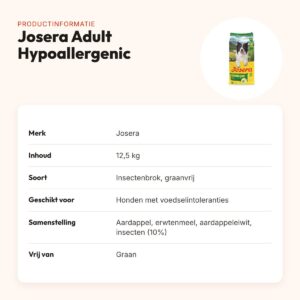Josera hondenvoer Adult Hypoallergenic 12,5 kg – insecten, graanvrij – productinformatie