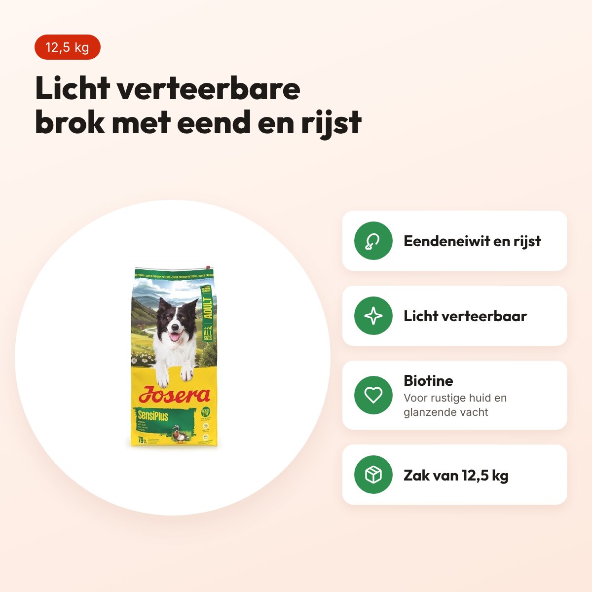 Josera hondenvoer Adult Sensiplus 12,5 kg – eend en rijst, glutenvrij – voordelen