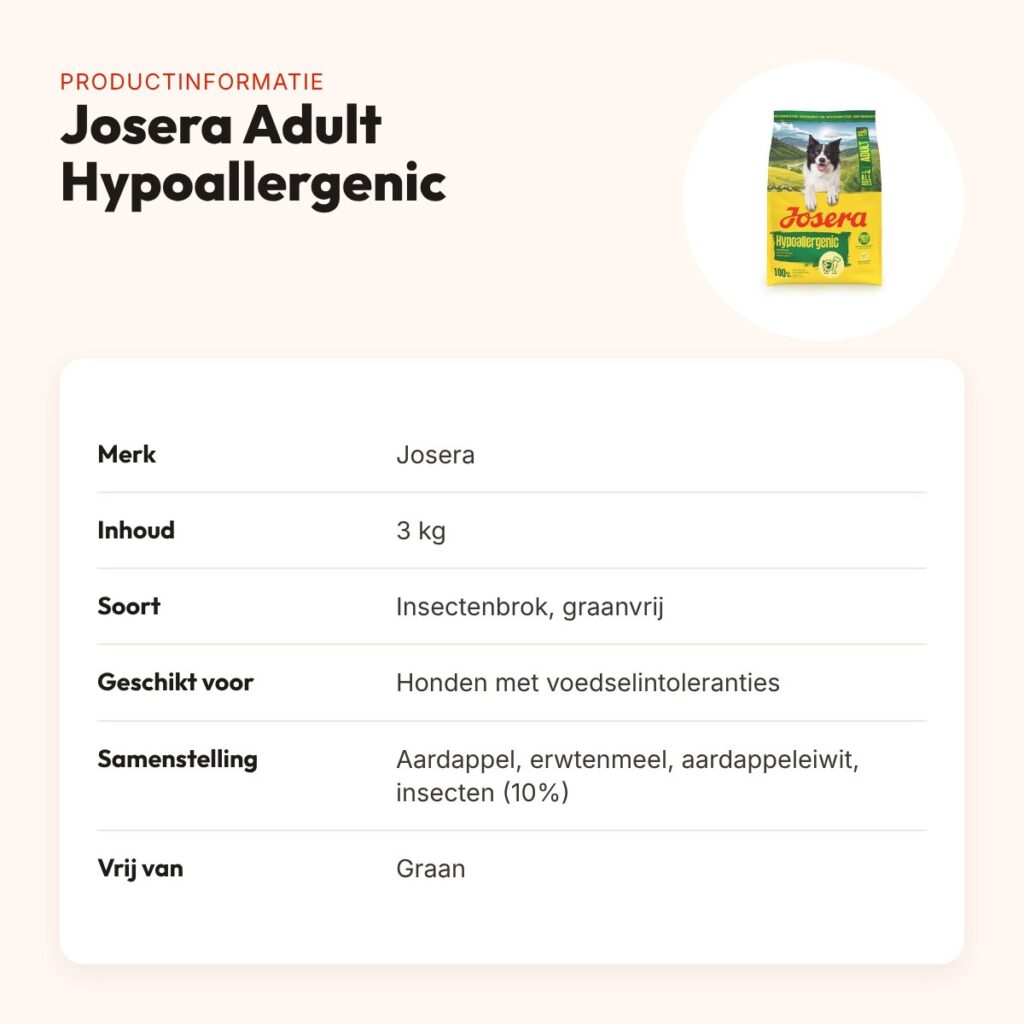 Josera hondenvoer All Sizes Adult Hypoallergenic 3 kg – insecten, graanvrij – productinformatie
