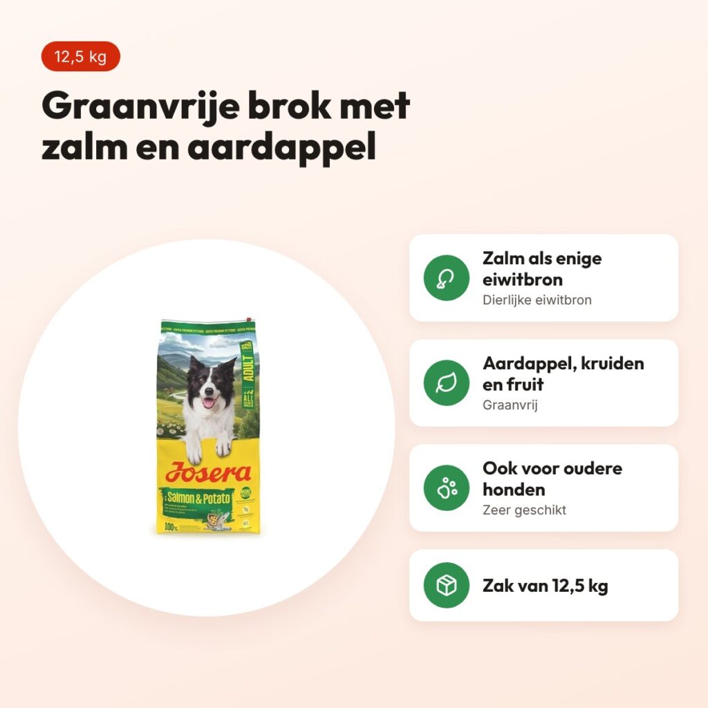 Josera hondenvoer All Sizes Adult Salmon/Potato 12,5 kg – zalm, graanvrij – voordelen
